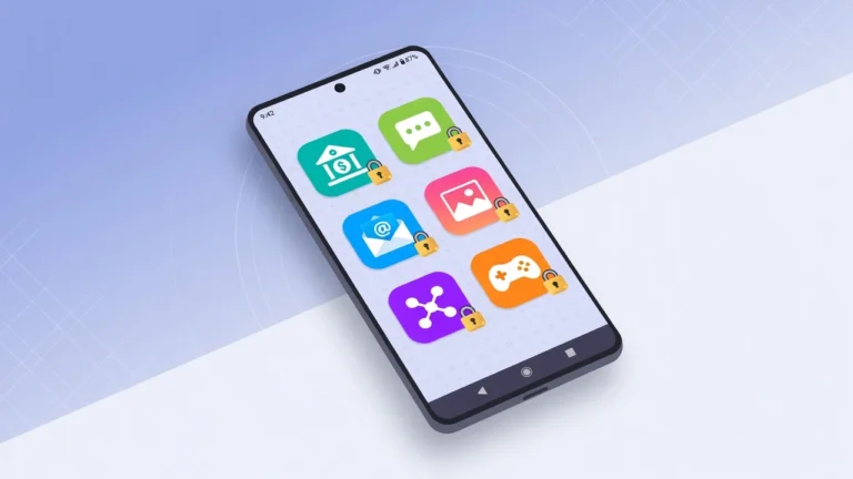 Android smartphone showing app grid with padlock icons on each app to illustrate how to lock apps on Android