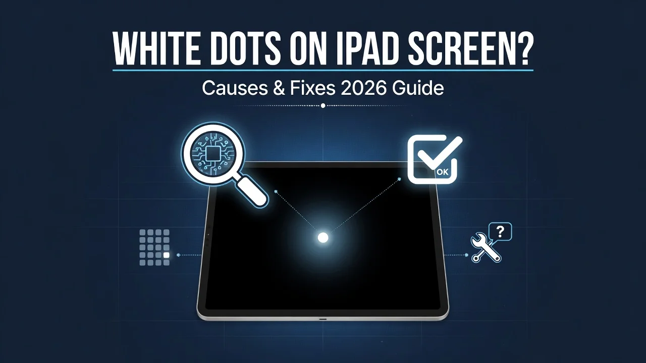 Guide to diagnosing and fixing white dots on iPad screen showing causes fixes and repair options in 2026