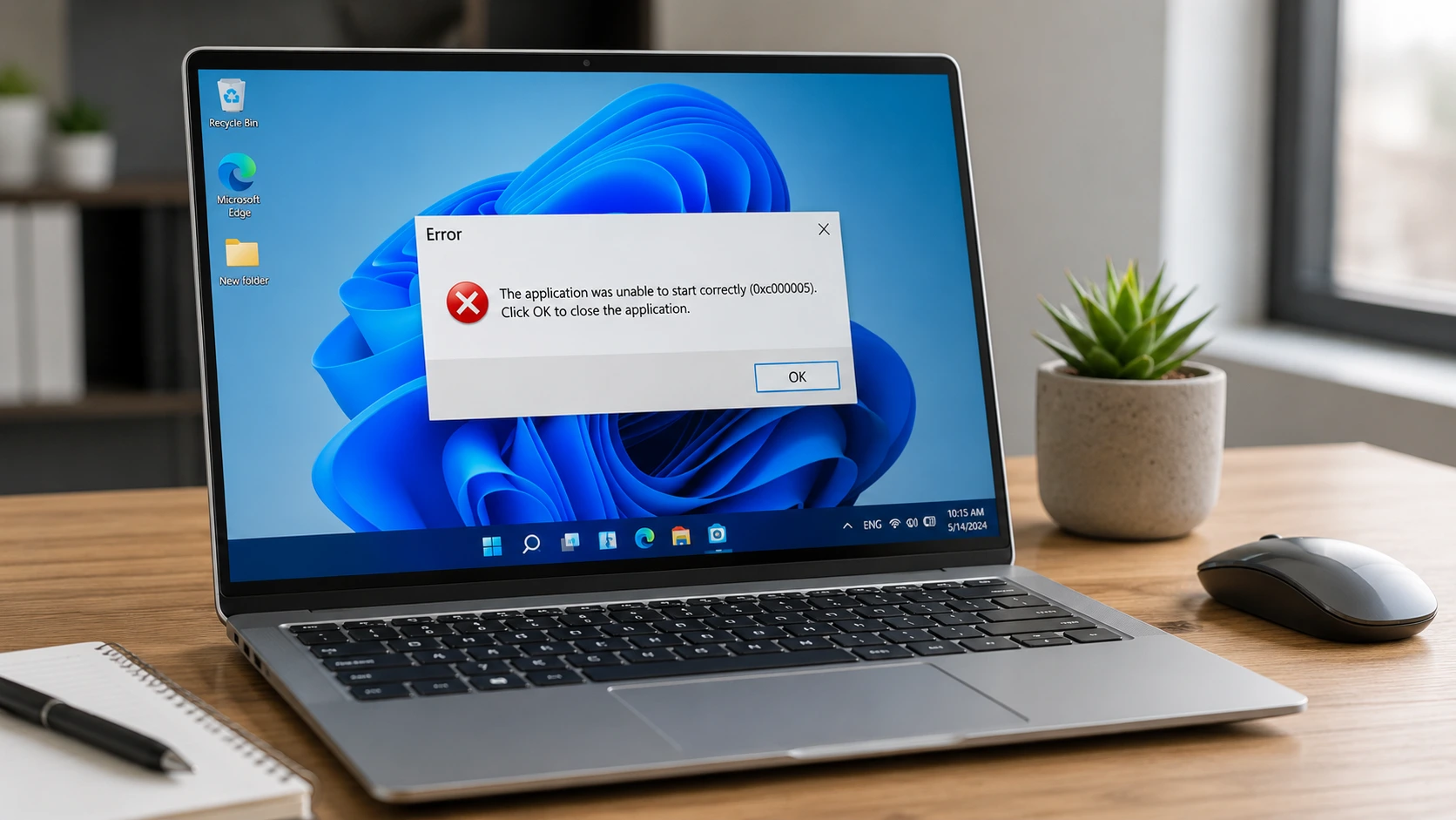 "Windows laptop displaying this app cannot run on your PC error message on screen"